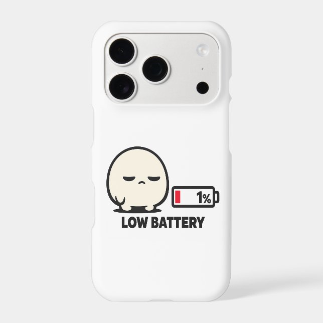 Low Battery 1% - Cute Tired Character Minimalist A (Back)