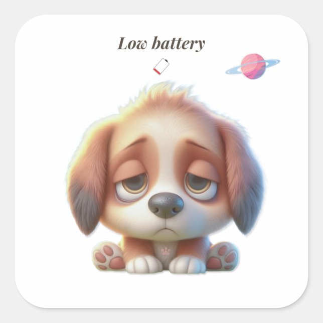 Low Battery Dog Sticker (Front)