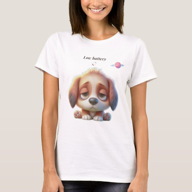 Low Battery Dog T-Shirt (Front)