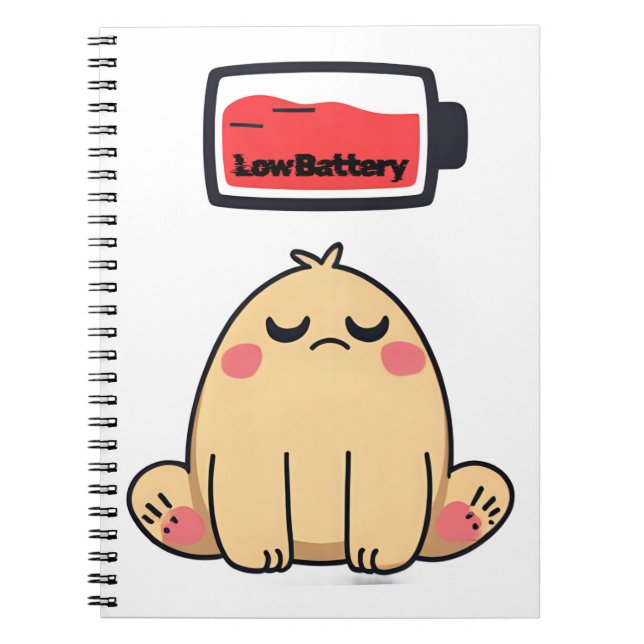 Low Battery Mood – Funny Comic Doodle Notebook (Front)