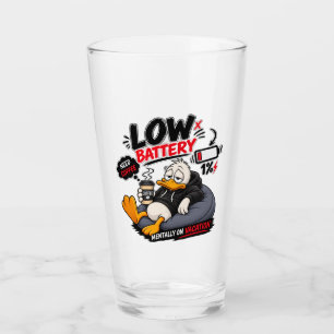 Low Battery Need Coffee – Funny Sleepy Duck Design Glass