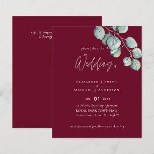 Low Budget BURGUNDY White EUCALYPTUS Wedding