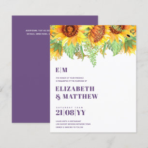 Low Budget Dusty Purple 2 Sunflowers Wedding