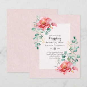 Low Budget Red Floral Wedding Invitation