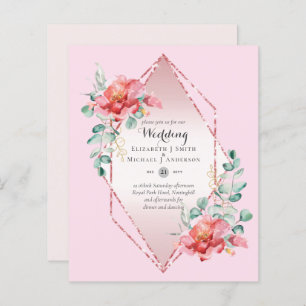 Low Budget Red Rose Floral Wedding Invitation