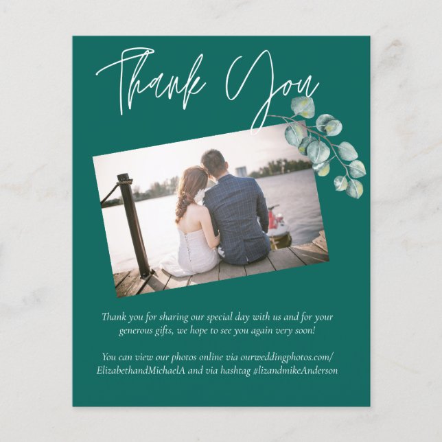 Low Budget TEAL White EUCALYPTUS Wedding Flyer (Front)