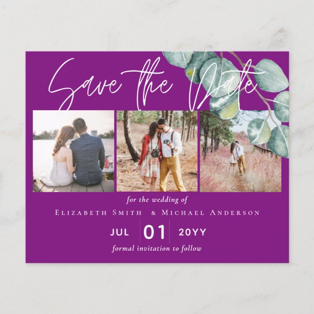Low Budget VIOLET White EUCALYPTUS Wedding Flyer (Front)