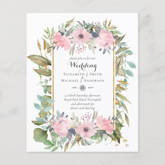 LOW BUDGET WEDDING INVITATIONS - SUNFLOWERS SATIN FLYER (Front)