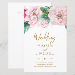 Low Budget Wedding Netork Pink Floral Invites A9