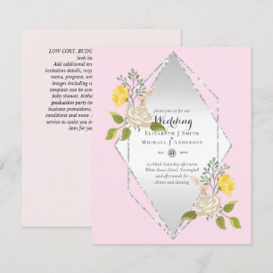 LOW BUDGET White Rose Yellow Flower Wedding Invite