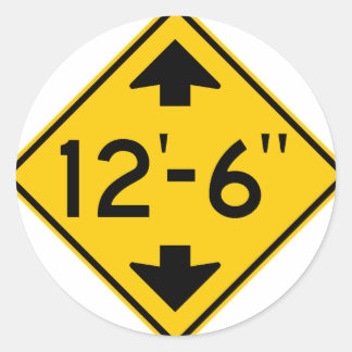 Low Clearance Warning Highway Sign Classic Round Sticker
