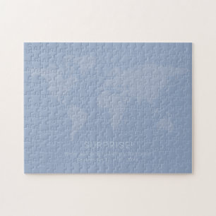Low Contrast World Map Secret Surprise Message Jigsaw Puzzle