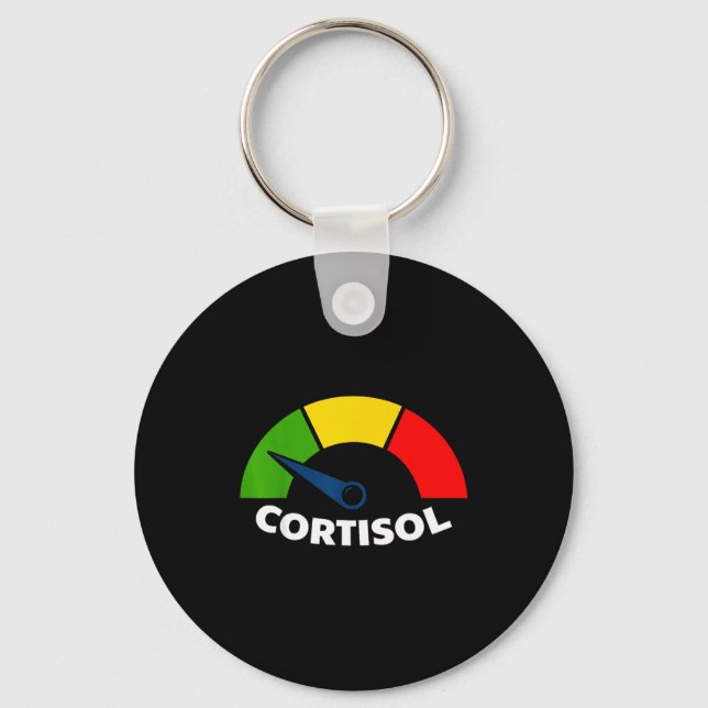 Low cortisol levels v meme funny stress relief  keychain (Front)