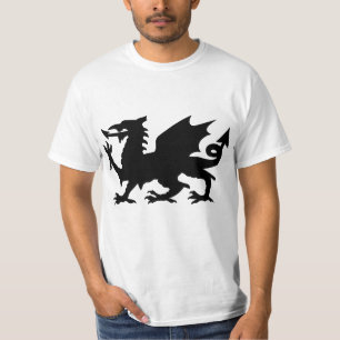 Low Cost Black Winged Wales Dragon Silhouette Tee