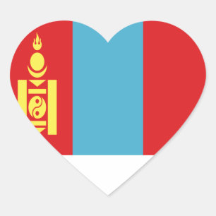 Low Cost! Mongolia Flag Heart Sticker