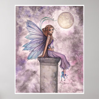 Low Hanging Moon Fantasy Fairy Poster