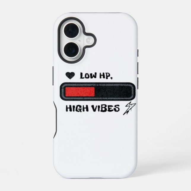 Low HP, High Vibes funny meme iPhone 16 Case (Back)