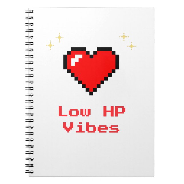 Low HP Vibes – Pixel Heart Gamer Notebook (Front)