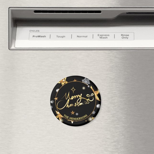 Low-key Luxury Gold Black Stars Custom Xmas  Magnet (In Situ (Dishwasher))