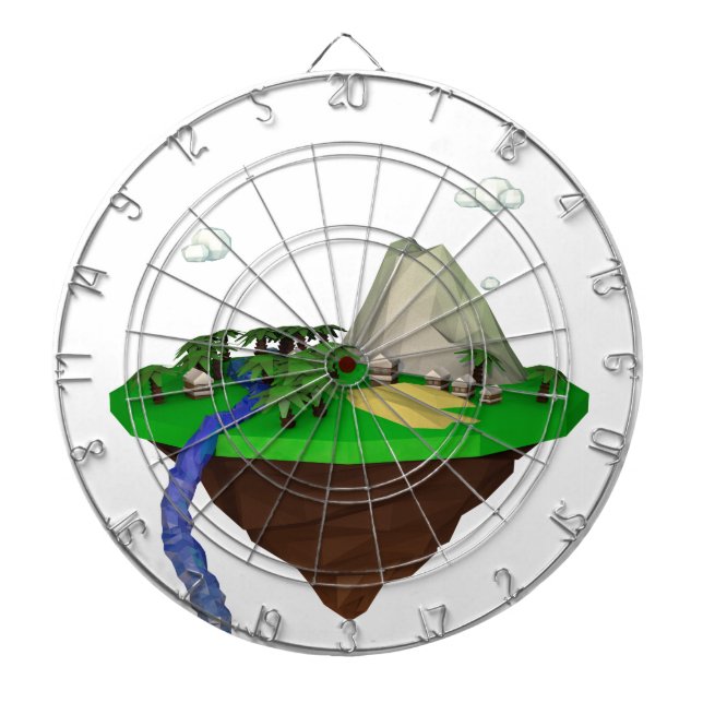 low poly 3d render polygon dartboard (Front)