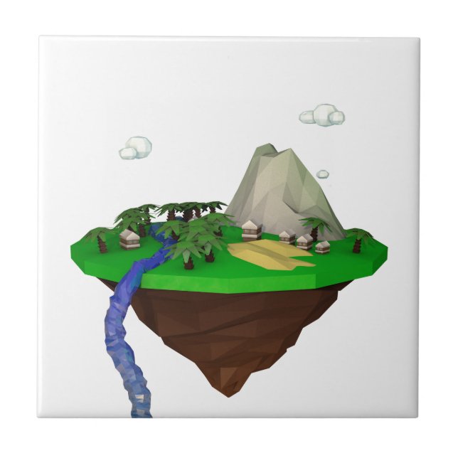 low poly 3d render polygon tile (Front)