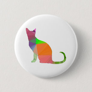 Low Poly Cat Silhouette 2 Inch Round Button