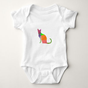 Low Poly Cat Silhouette Baby Bodysuit