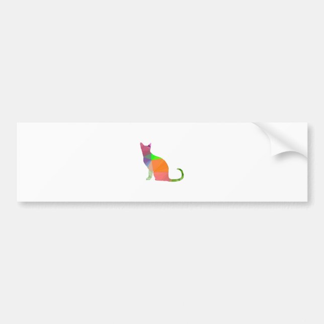 Low Poly Cat Silhouette Bumper Sticker (Front)