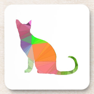 Low Poly Cat Silhouette Coaster