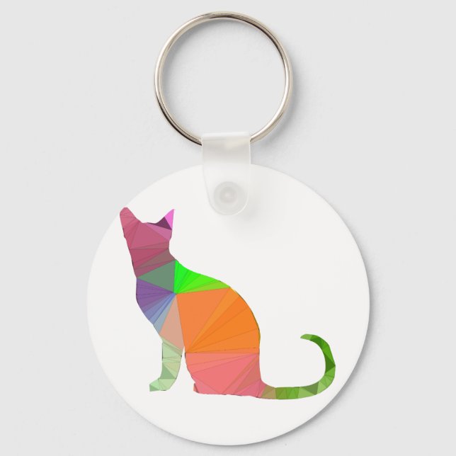 Low Poly Cat Silhouette Keychain (Front)