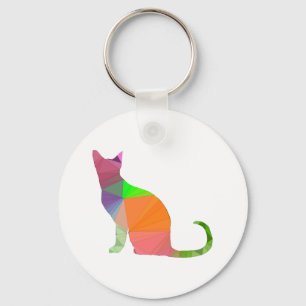 Low Poly Cat Silhouette Keychain