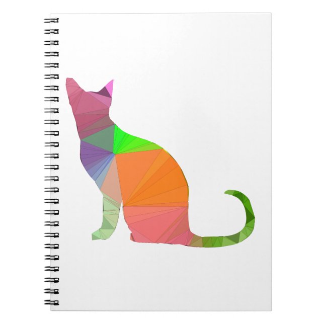 Low Poly Cat Silhouette Notebook (Front)
