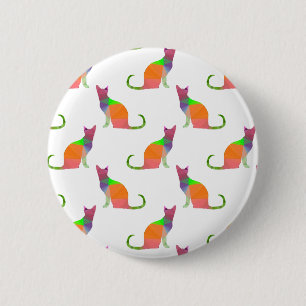 Low Poly Cat Silhouette Pattern 2 Inch Round Button