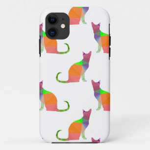 Low Poly Cat Silhouette Pattern iPhone 11 Case
