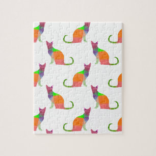 Low Poly Cat Silhouette Pattern Jigsaw Puzzle