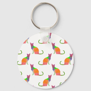 Low Poly Cat Silhouette Pattern Keychain
