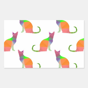 Low Poly Cat Silhouette Pattern Sticker