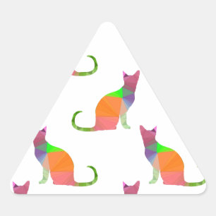 Low Poly Cat Silhouette Pattern Triangle Sticker