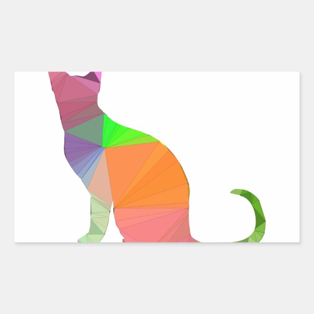 Low Poly Cat Silhouette Sticker (Front)