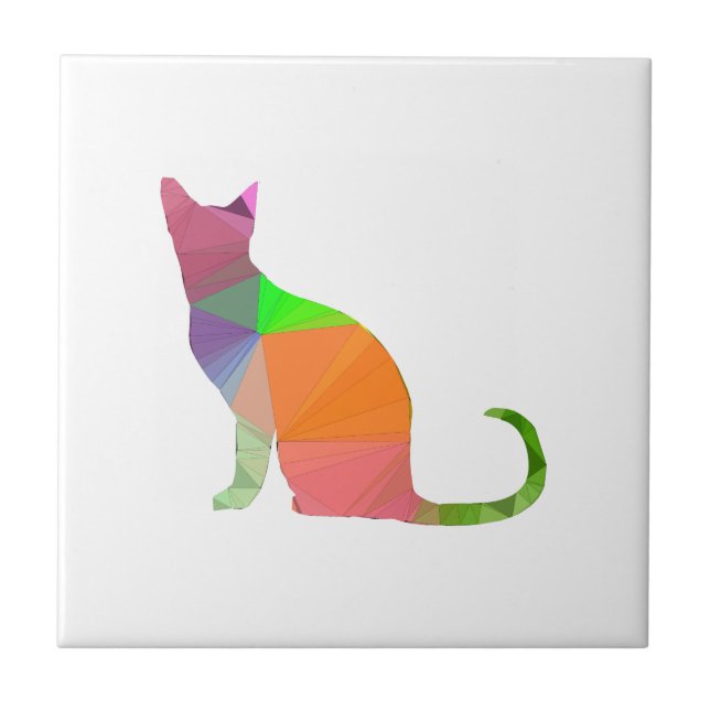 Low Poly Cat Silhouette Tile (Front)