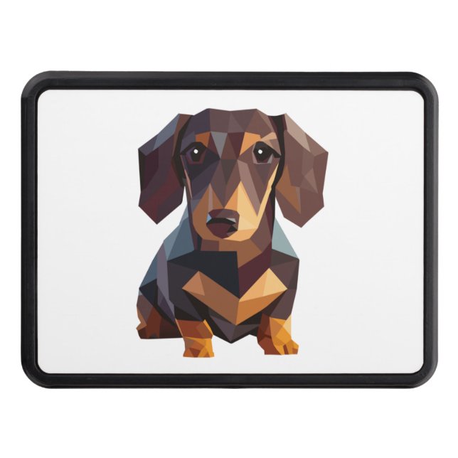 Low Poly Dachshund - Super Cute Miniature Dachshun Trailer Hitch Cover (Front)