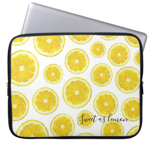 Low poly design lemon slice yellow laptop sleeve. sleeve