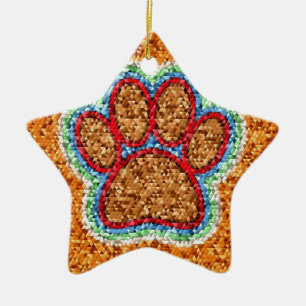 Low Poly Dog Paw Art Ceramic Ornament