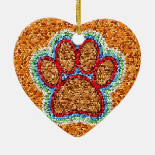 Low Poly Dog Paw Art Ceramic Ornament