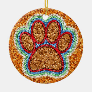 Low Poly Dog Paw Art Ceramic Ornament