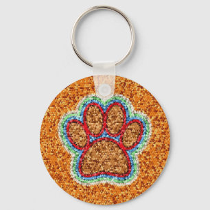 Low Poly Dog Paw Art Keychain
