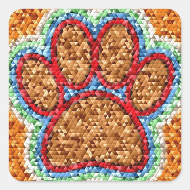 Low Poly Dog Paw Art Square Sticker (Front)
