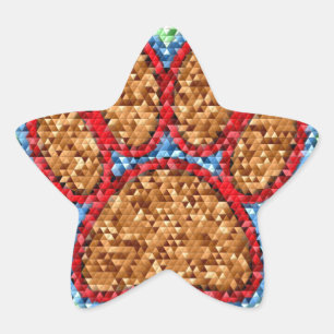 Low Poly Dog Paw Art Star Sticker