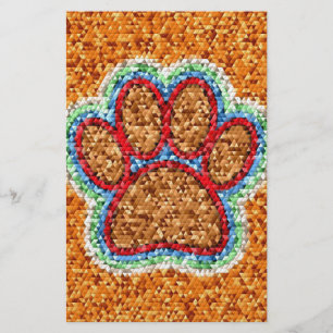 Low Poly Dog Paw Art Stationery