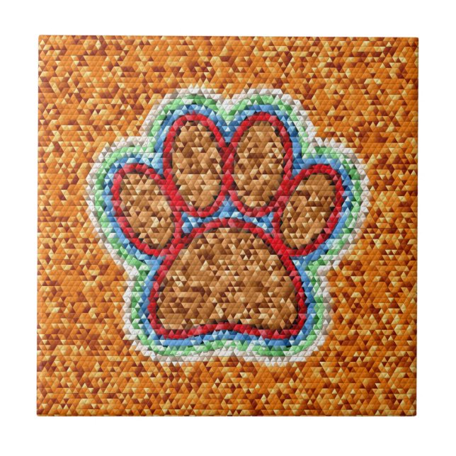 Low Poly Dog Paw Art Tile (Front)